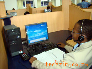 A call center agent at a station 