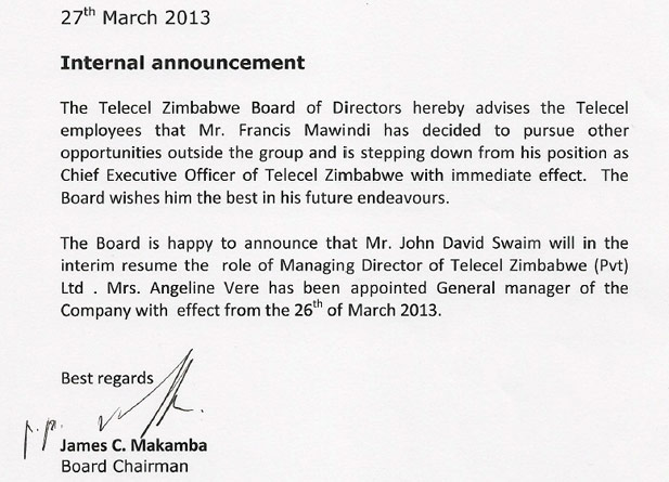 Telecel Makamba Letter