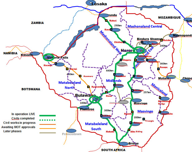 Liquid Telecom Fibre Coverage Map Broadband In Zimbabwe: The Liquid Telecom Fibre Network Map (July 2013) -  Techzim