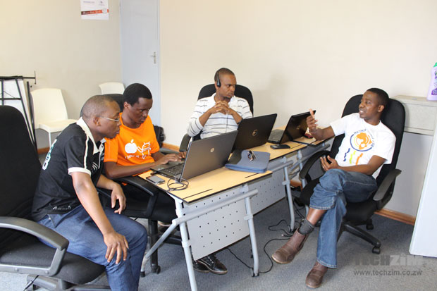 The team working on Syllabus. These are former University of Zimbabwe Students: Michael Chiwere, Tatenda Nyamugama, Wiseman Kuchera