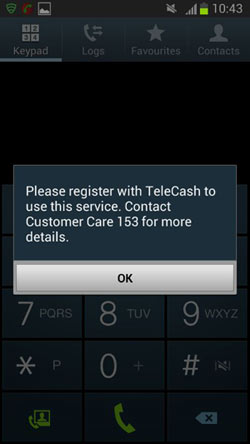 Telecash USSD menu