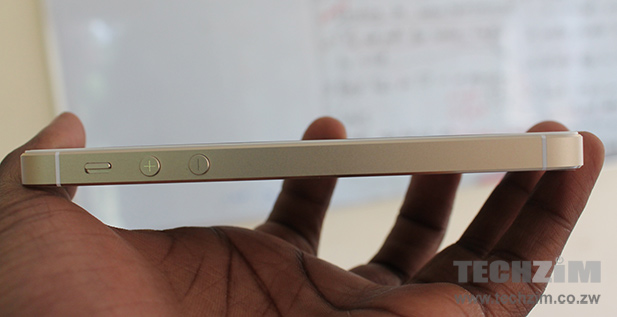 The left side of the iPhone 5S with volume controls and the mute switch