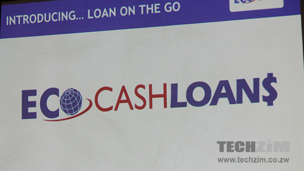 EcoCashLoans logo displayed during presentation at launch