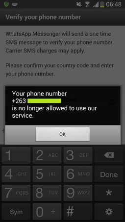 Number banned due to excessive WhatsApp messages