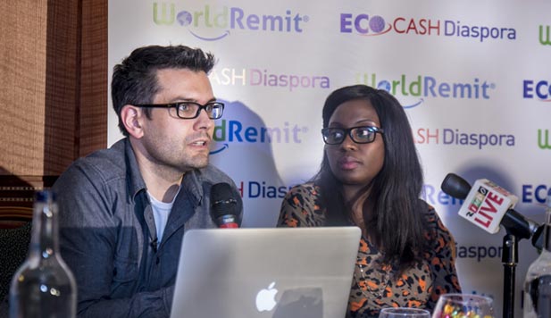 A EcoCash and WorldRemit representative at a press conference recently 