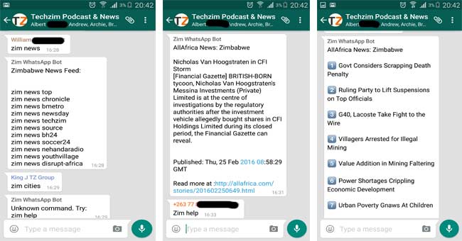 Zimbot, WhatsApp Bot