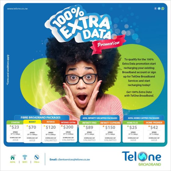 TelOne 100% extra data promotion
