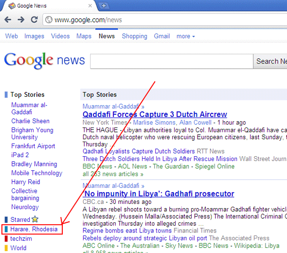 Google News Rhodesia