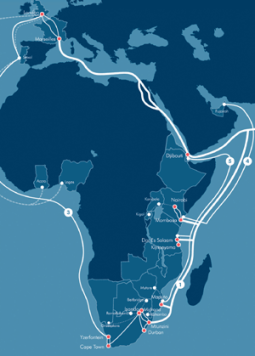 The SEACOM cable map