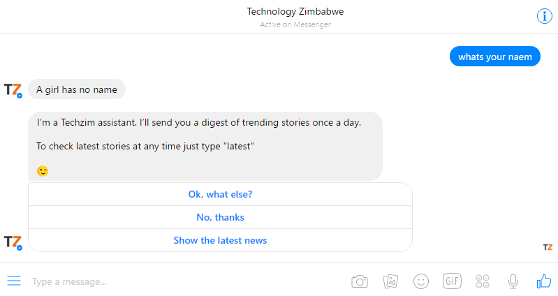 Say hello to the Techzim bot. Go ahead, greet her! - Techzim