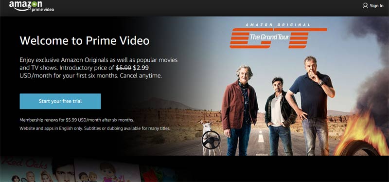 Amazon Prime Video, Pay Tv , internet TV, VOD, mobile-only, services, Grand Tour