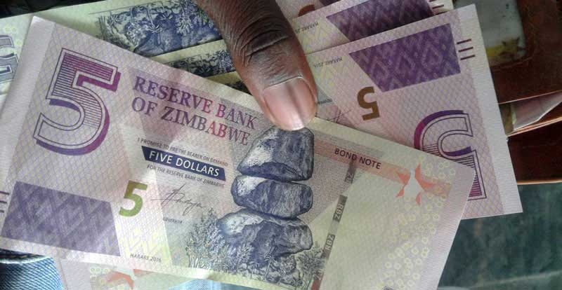 Zimbabwe currency, $5, Reserve Bank of Zimbabwe