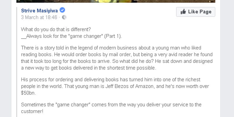 Strive Masiyiwa, Jeff Bezos founding of Amazon