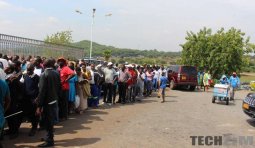 People standing in queues