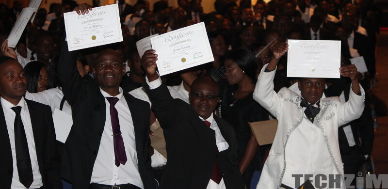Muzinda Hub Graduates raising their certificates