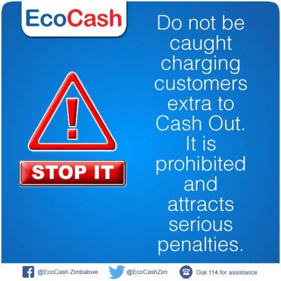 EcoCash Sends A Warning To Its Agents Charging Extra Fees For 'Cash