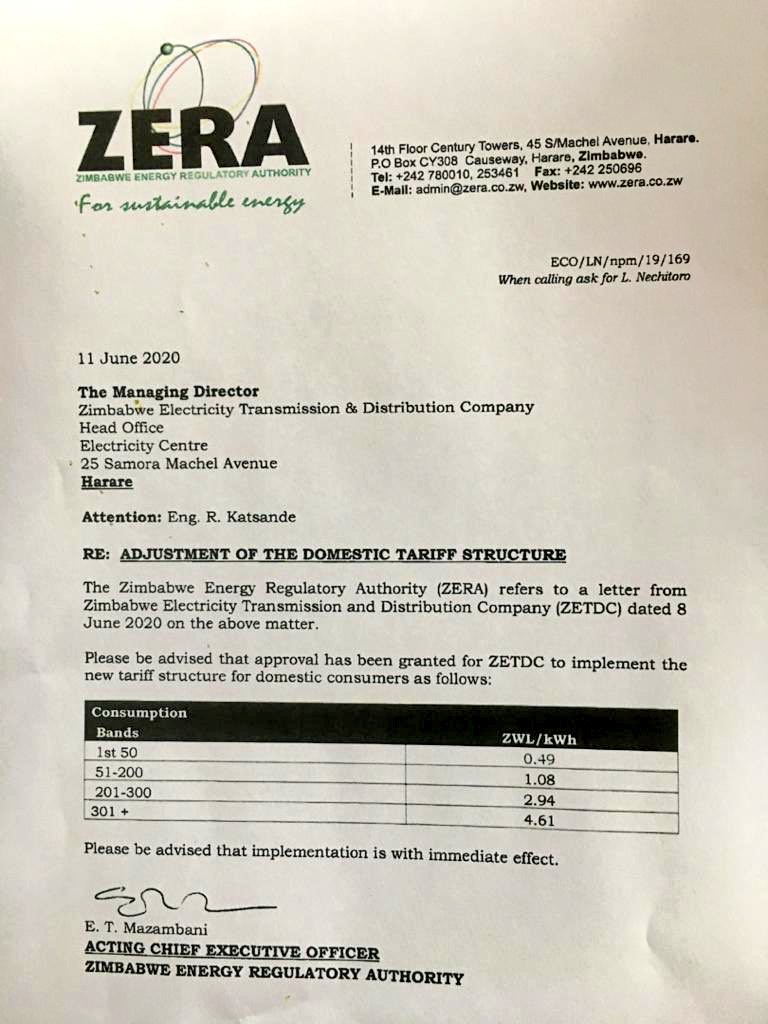 ZESA Gets Approval For New Tariffs, Electricity is Cheaper... Techzim