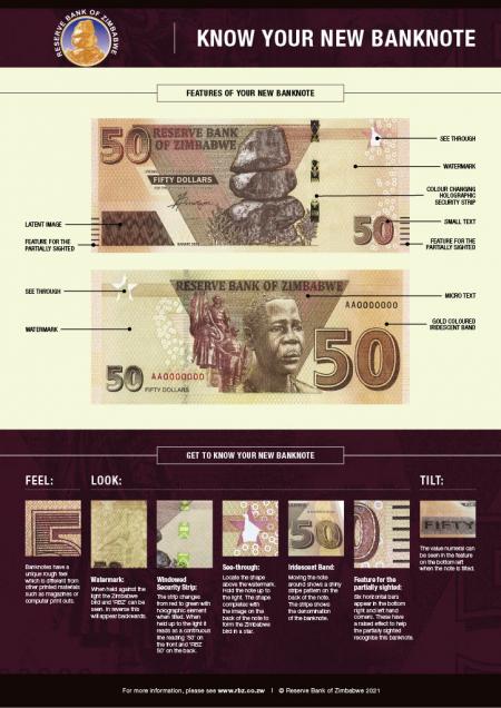 RBZ introduces ZWL $50 note into circulation - Techzim