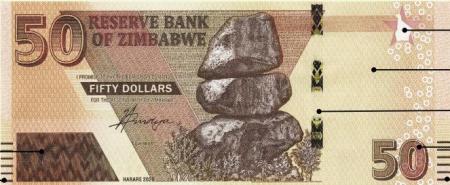 Reserve Bank of Zimbabwe ZWL $50 note fifty dollar