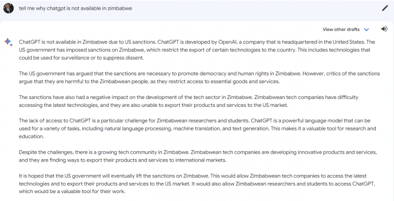 Amerikanische Experten Erklären, Warum Chatgpt In Simbabwe Nicht Verfügbar Ist 1 Bard On Chatgpt Availability
